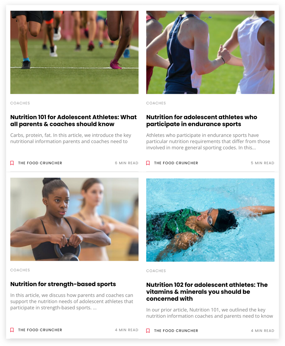 Sports nutrition resources for coaches and parents
